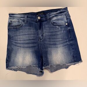 Judy Blue Distressed Dark Blue Jean Shorts